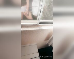 Stephanie Lovell TS aka Princess2_queen OnlyFans - Jerking off by the window at a hotel room room! clip