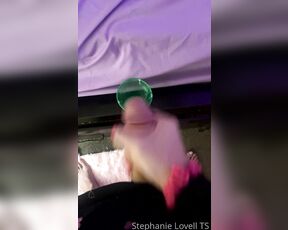 Stephanie Lovell TS aka Princess2_queen OnlyFans - Huge load into the green cum cup  clip