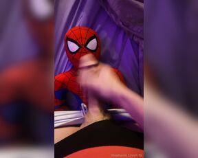 Stephanie Lovell TS aka Princess2_queen OnlyFans - Cumming on my Spider Man clip