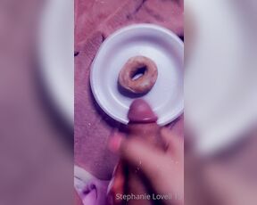 Stephanie Lovell TS aka Princess2_queen OnlyFans - Busted a load on a donut then ate it 1