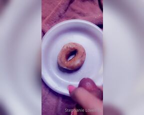 Stephanie Lovell TS aka Princess2_queen OnlyFans - Busted a load on a donut then ate it 1