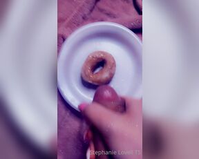 Stephanie Lovell TS aka Princess2_queen OnlyFans - Busted a load on a donut then ate it 1