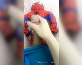 Stephanie Lovell TS aka Princess2_queen OnlyFans - Cumming on my spider man