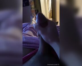 Stephanie Lovell TS aka Princess2_queen OnlyFans - Laying down jerking off till my girl cock explodes ropes of cum Now I need a mouth to clean it up!