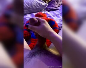 Stephanie Lovell TS aka Princess2_queen OnlyFans - Spider Man catching this web of cum  clip