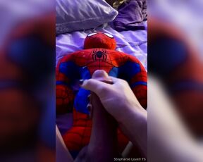 Stephanie Lovell TS aka Princess2_queen OnlyFans - Spider Man catching this web of cum  clip