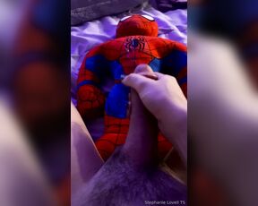 Stephanie Lovell TS aka Princess2_queen OnlyFans - Spider Man catching this web of cum  clip