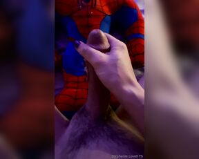 Stephanie Lovell TS aka Princess2_queen OnlyFans - Spider Man catching this web of cum  clip