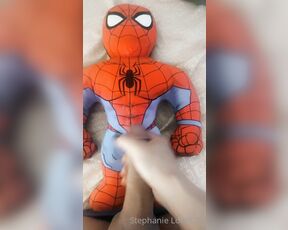 Stephanie Lovell TS aka Princess2_queen OnlyFans - Jerking my girl cock and cumming on my Spider Man  1