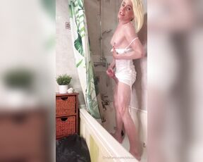 TS Missy aka silksatinmissy OnlyFans - I just knew I had to get in the shower in this white satin dress