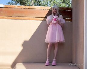 TS Jessica Presley aka Jessicapresley OnlyFans - Just me being a playful lil princess in a pink dress with Mary Jane platform shoes