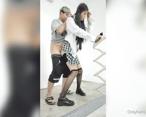 Dafdark69 aka dafdark69 OnlyFans Video - พานกเรยนยนะไปเยสทบนไดหนไฟ yooah Take student Yuna to the fire escape stairs