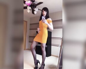 TS Lucia Maya aka luciamaya OnlyFans Video - Yellow Bandage Dress amp Black Nylons Bonus Video