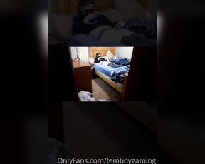 Femboy_Gaming aka Femboygaming OnlyFans - Here is the footage from when I caught Spaghetti jerking off the other day and made him edge as puni