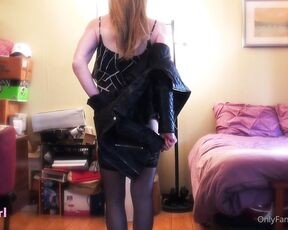 Kacy TGirl aka kacytgirl - 08-16-2020 OnlyFans Video - shot some video today that included strutting in my leather jacket, thigh high stockings amp thong