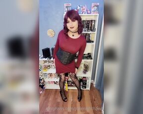 Julie Nighthawk aka julienighthawk - 08-08-2021 OnlyFans Video - Burgundy Goth Tease