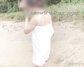 Dalkom_sugar aka dalkom_sugar - 10-07-2022 OnlyFans Video - 해변에서 씨스루 수영복