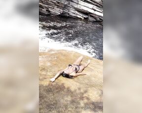 TS Anne Ganzarolli aka anneganzarolli - 01-14-2022 OnlyFans Video - waterfall bath, very cold water to cool down the heat of Brazil