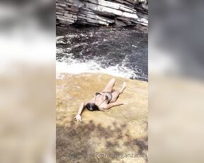 TS Anne Ganzarolli aka anneganzarolli - 01-14-2022 OnlyFans Video - waterfall bath, very cold water to cool down the heat of Brazil