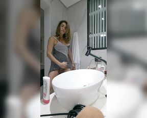 Carla Brasil aka carlabrasil2020 OnlyFans - Another nice solo cumshot I should change the color of the sink It hides my cum because it is almo