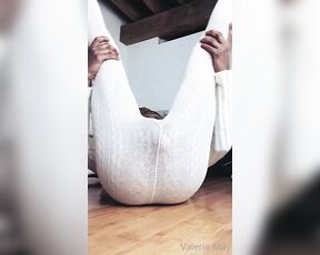 Valerie May aka itsvaleriemay OnlyFans - Femboy look in white sweater tights