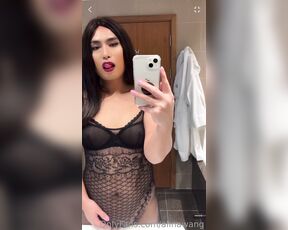 Alina Wang aka alinawang OnlyFans - Cum TOGETHER with me slowly Watch my body covered by bodystockings Stroking my shecock until