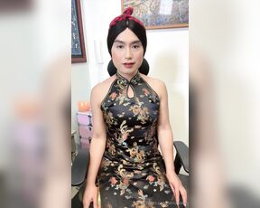 Alina Wang aka alinawang OnlyFans - Qipao and cum through black sheer pantyhose Tip me if you think I’m pretty