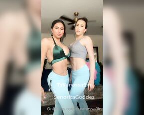 Goddess TsVanessaCartier aka tsvanessa9in OnlyFans - @senoritagoddes and I trying on some matching leggings