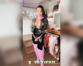 Ts Viper aka tsviper OnlyFans - Black and pink, what an amazing combo , sexy leather thigh highs