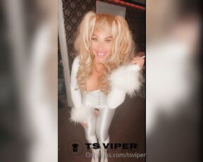 Ts Viper aka tsviper OnlyFans - NEW WHITE PVC HEELS ALL SPANDEX TIGHT WHITE CORSET SMOKING BIMBO