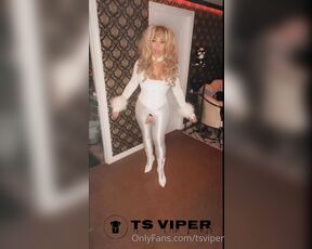 Ts Viper aka tsviper OnlyFans - NEW WHITE PVC HEELS ALL SPANDEX TIGHT WHITE CORSET SMOKING BIMBO