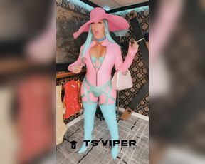 Ts Viper aka tsviper OnlyFans - Barbie pink pvc catsuit combo with nice cumshot, i love this color combo