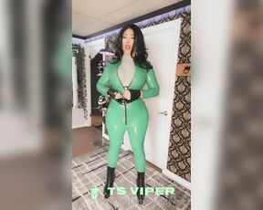 Ts Viper aka tsviper OnlyFans - The greeen rubber catsuit, pvc boots, nice cumshot and sexy smoking, be sure to tip for