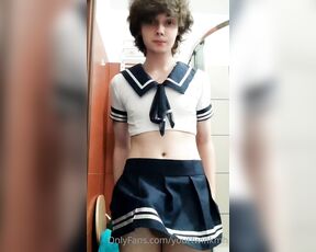 YourTwink aka yourtwinkmh OnlyFans - Cumming in my schooIgirl outfit 3 wanna lick it all off