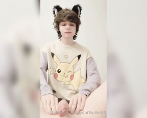 YourTwink aka yourtwinkmh OnlyFans - Giving him a cock massage in my Pikachu sweater 3 you want one too Still