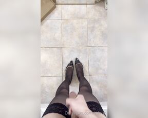 Elia Blaine aka tselia OnlyFans - Cumshot before the mirror in stockings and heels