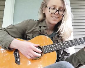 Julia Jane aka realjuliajane OnlyFans - POV Exhausted trans gf finds solace playing guitar to the rain