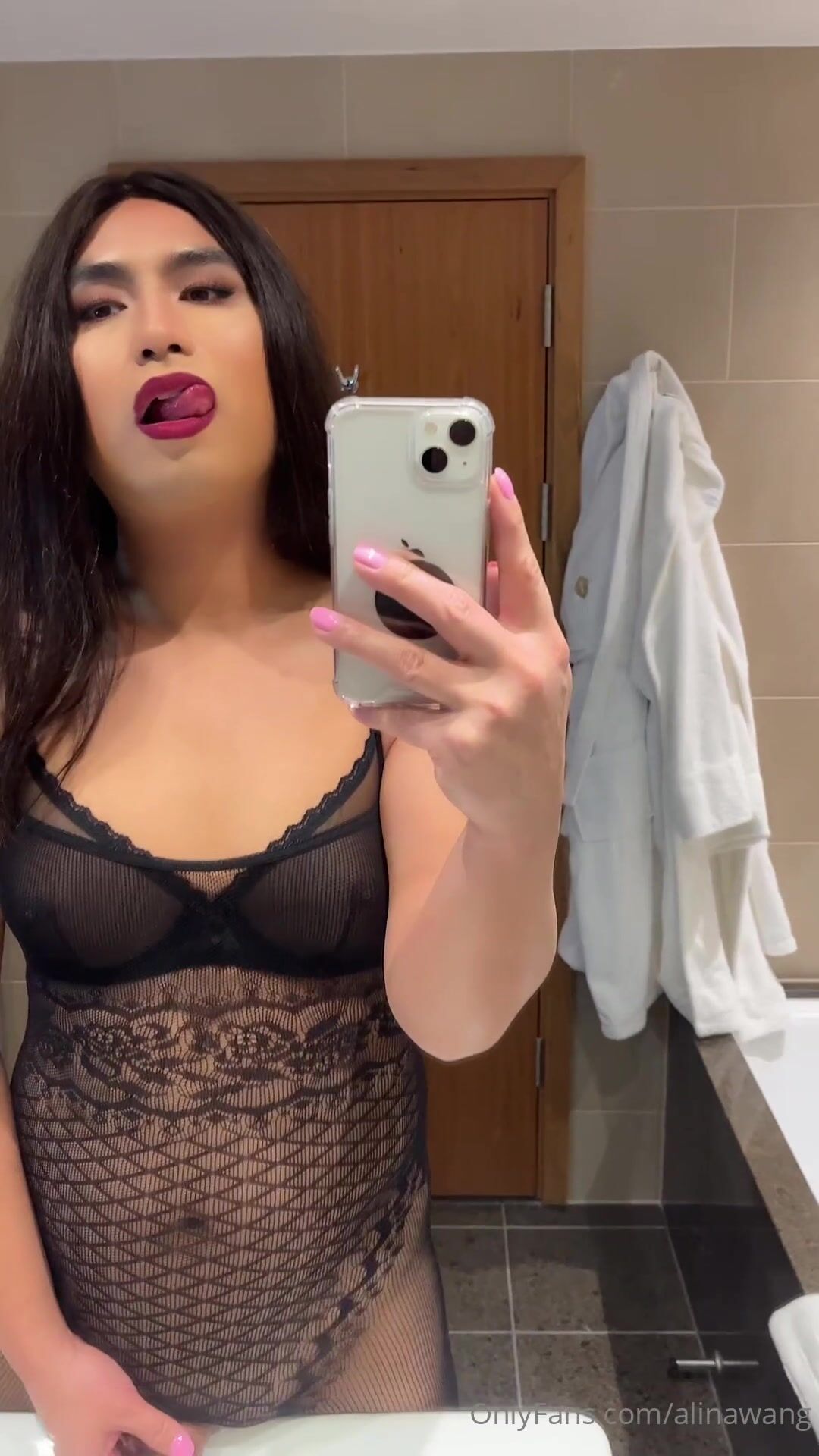 Alina Wang aka alinawang OnlyFans - Cum here and suck my pink throbbing love  pole… Lick every single drop out of her… Black lace bod - XXX shemale video  available for online